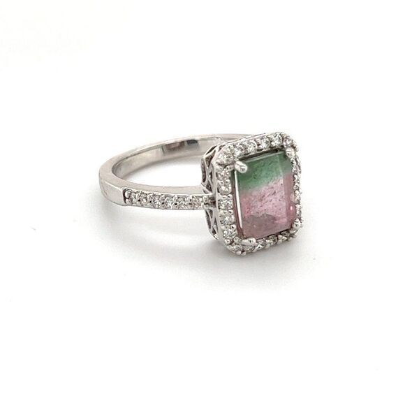 Watermelon Tourmaline Diamond Ring 14k Gold 1.82 TCW Certified $5,450 211910 - Picture 3 of 12